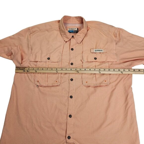 Magellan Outdoors Men's Size Large Peach Plaid Relaxed Fit Casual Fishing Shirt - Picture 5 of 12